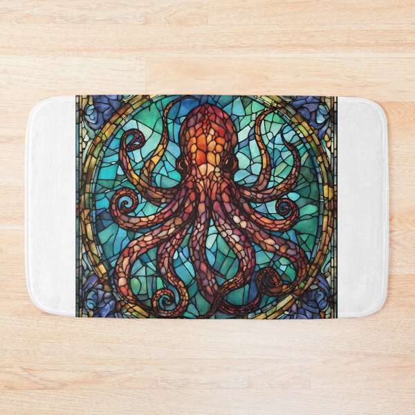 Item preview, colorful stained glass with animals, octopus, kraken designed and sold by GroonSpace.