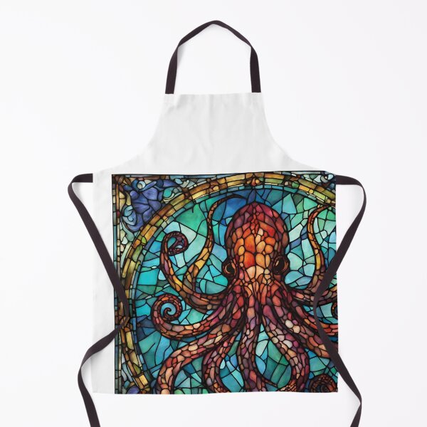 Item preview, colorful stained glass with animals, octopus, kraken designed and sold by GroonSpace.