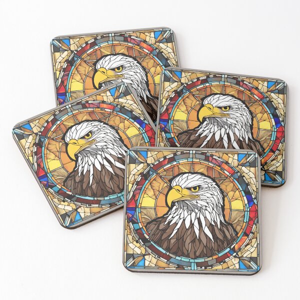 Item preview, colorful stained glass with animals, eagle designed and sold by GroonSpace.