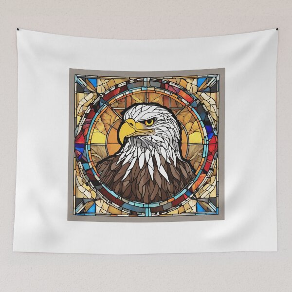 Item preview, colorful stained glass with animals, eagle designed and sold by GroonSpace.