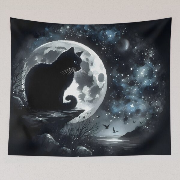 Item preview, Black cat moonlight  designed and sold by RubisLeaf.