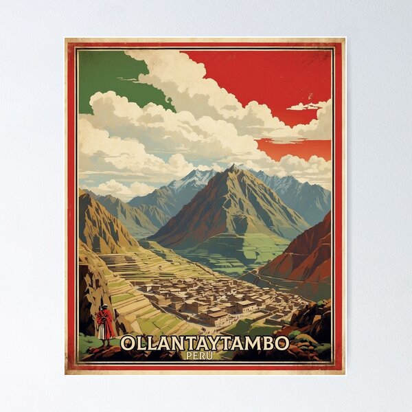 Item preview, Peru Ollantaytambo Vintage Poster Tourism designed and sold by TravelersGems.