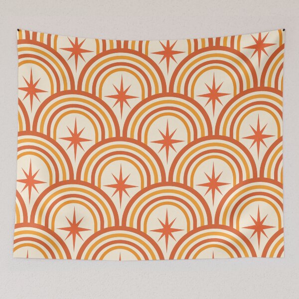 Item preview, Mid Century Atomic Starbursts on Retro Rainbow Pattern  designed and sold by Yasminepatterns .