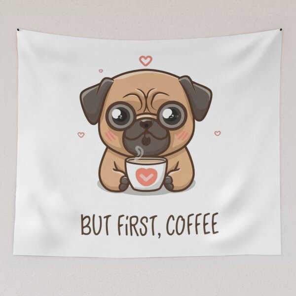 Item preview, Pug, but first, coffee  designed and sold by Gizabella.