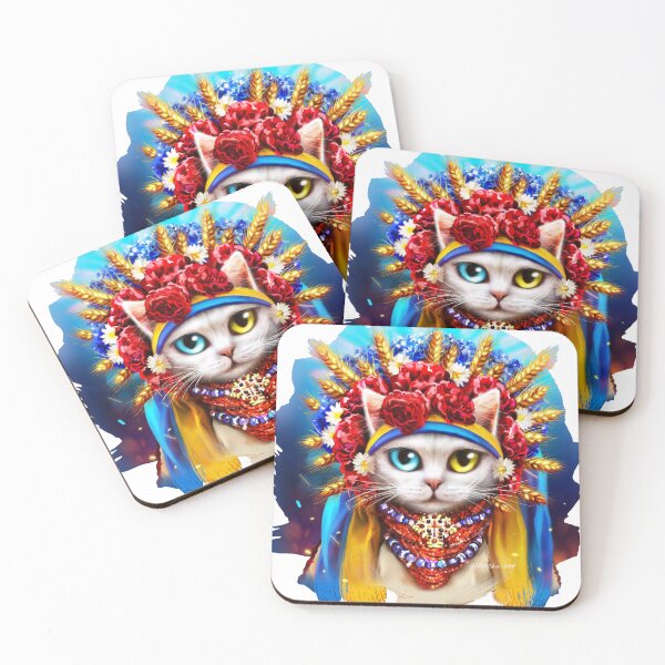 Item preview, cute Ukrainian cat in a wreath of flowers designed and sold by MaryshaArt.
