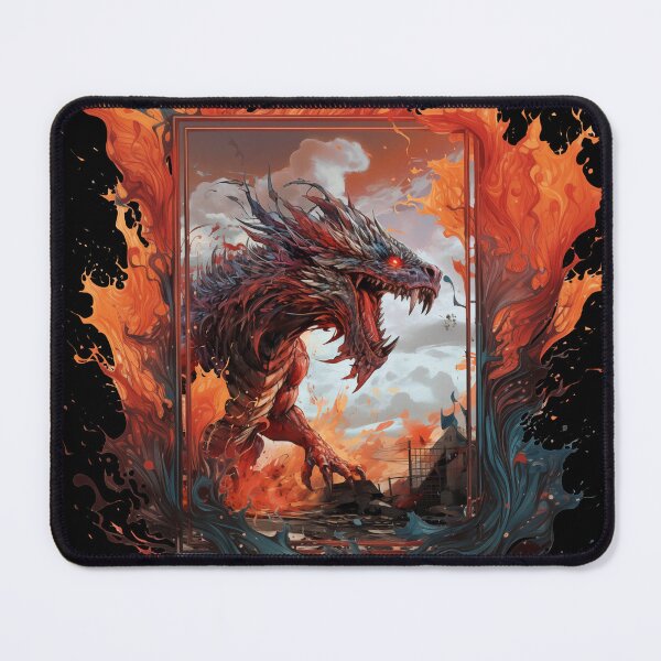 Item preview, Red European Dragon - Fire Breathing Winged Monster Painting designed and sold by ArtstyleAlchemy.