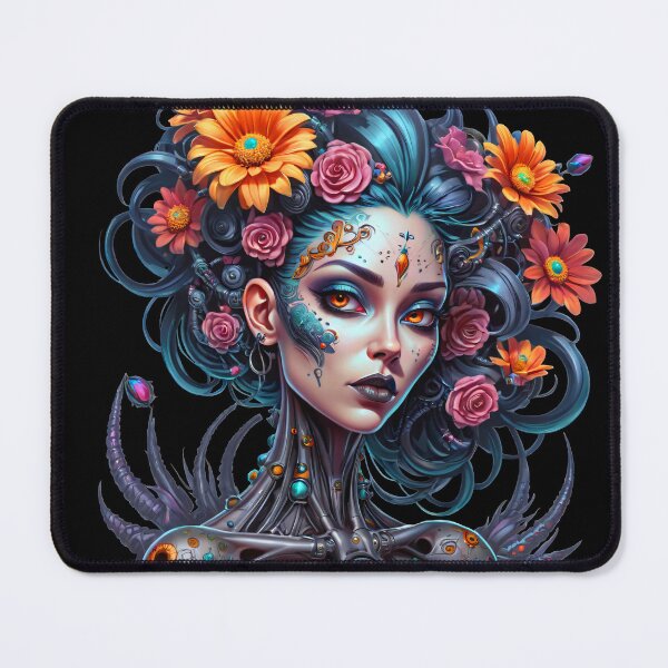 Item preview, Futuristic cyborg girl with flowers sci-fi science fiction AI robot.. designed and sold by shopsmarty.