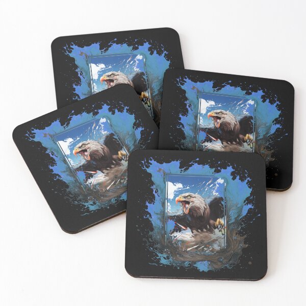 Item preview, Blue Sky Hawk - Large Wings Eagle Hunting Painting designed and sold by ArtstyleAlchemy.