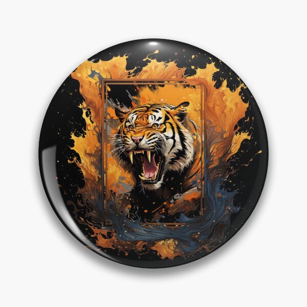 Item preview, Fire Tiger Attack - Wild Cat Animal Predator Painting designed and sold by ArtstyleAlchemy.