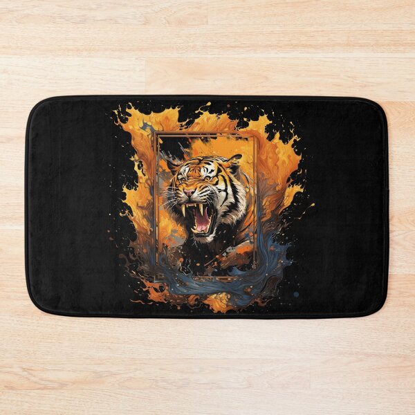 Item preview, Fire Tiger Attack - Wild Cat Animal Predator Painting designed and sold by ArtstyleAlchemy.