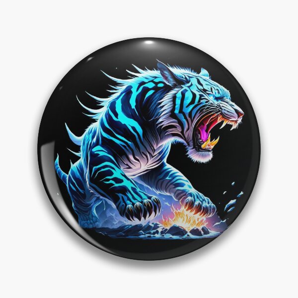 Item preview, Ink Fury: Intimidating Ice Tiger with Glowing Eyes designed and sold by GranitTR.