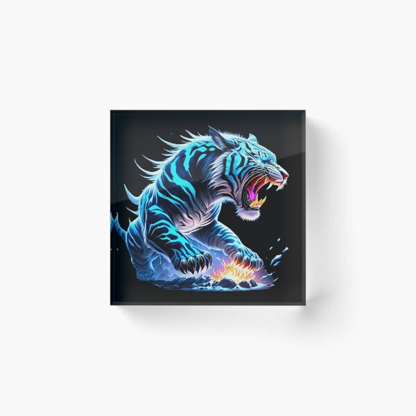 Item preview, Ink Fury: Intimidating Ice Tiger with Glowing Eyes designed and sold by GranitTR.