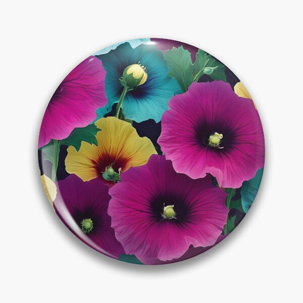Item preview, Multicolored hollyhock flowers designed and sold by Ciervo Primavera.