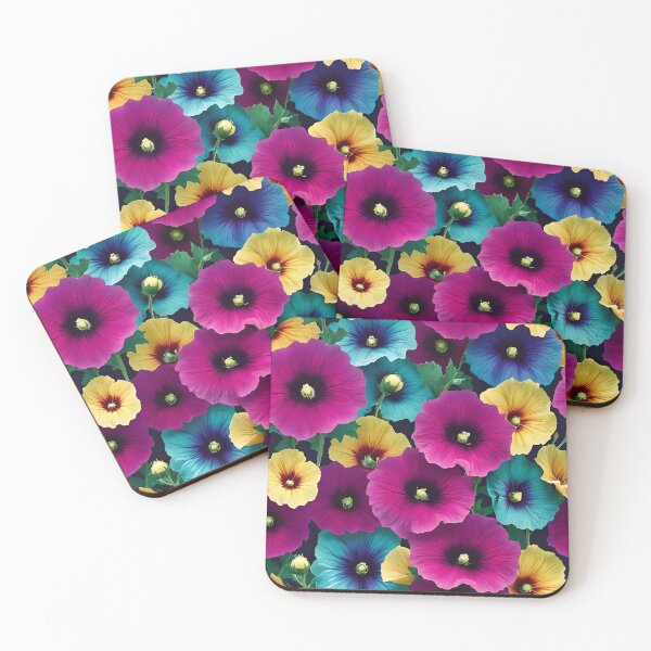 Item preview, Multicolored hollyhock flowers designed and sold by Ciervo Primavera.