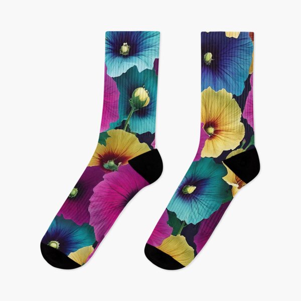 Item preview, Multicolored hollyhock flowers designed and sold by Ciervo Primavera.