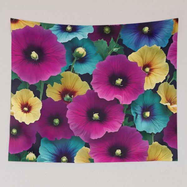 Item preview, Multicolored hollyhock flowers designed and sold by Ciervo Primavera.