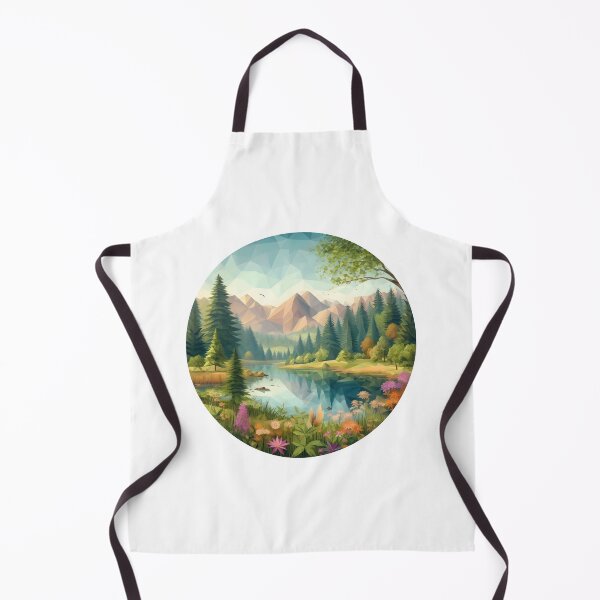 Item preview, Low Poly Spring Forest with Lake, Flowers and Mountains designed and sold by SebastianArt75.