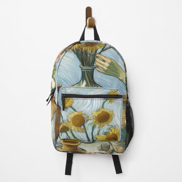 Item preview, Young woman arranges sunflowers Van Gogh style designed and sold by CreateCrafts.