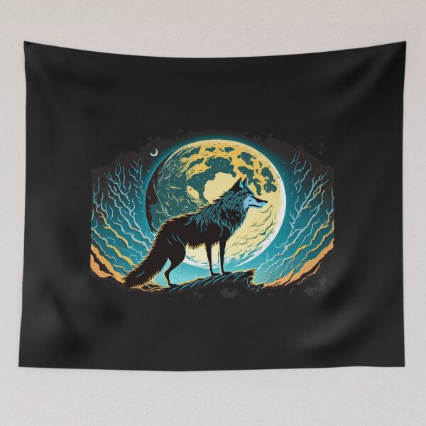 Item preview, Moonlit Howl: Wolf in the Blue Night Vector designed and sold by diegomenjivar92.