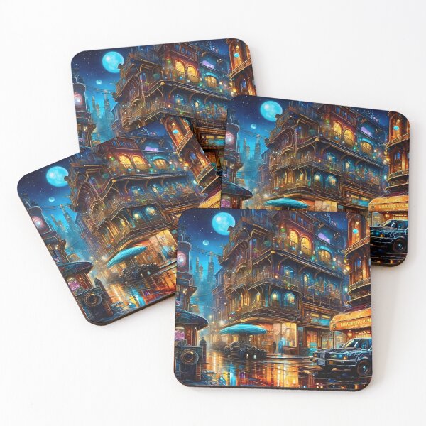 Item preview, Blue Moon Futuristic Cityscape - Sci Fi art designed and sold by Delerat7.