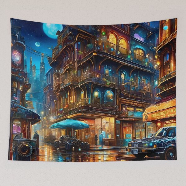 Item preview, Blue Moon Futuristic Cityscape - Sci Fi art designed and sold by Delerat7.