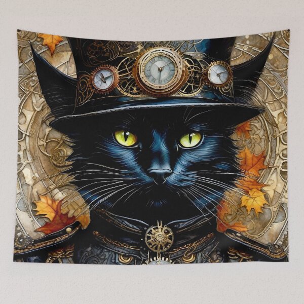 Item preview, Steampunk Black Cat - Surreal Fantasy art concepts designed and sold by Delerat7.