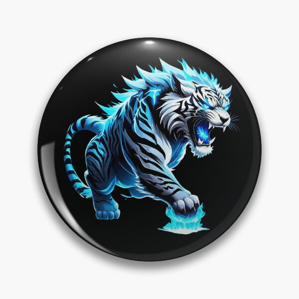 Item preview, Ink Frustration: Ice Tiger with Glowing Eyes in Tattoo Style designed and sold by GranitTR.