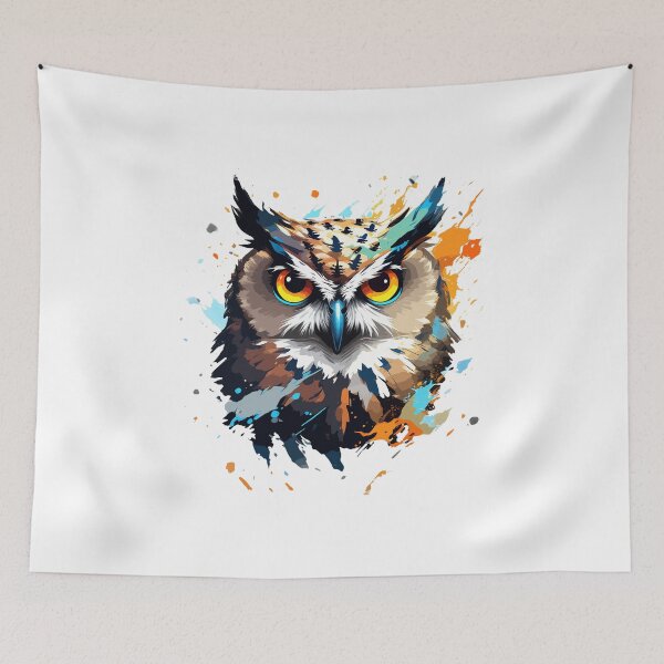 Item preview, Un búho con manchas de pintura de colores. designed and sold by danh1z.