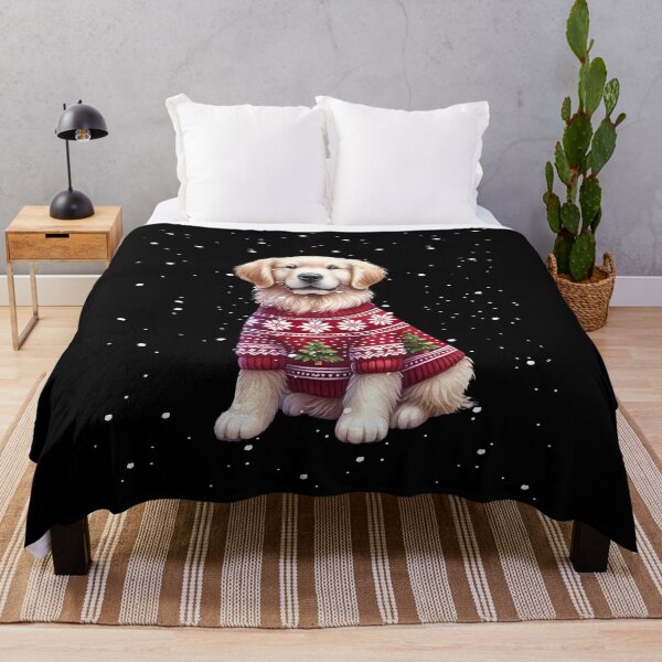 Item preview, Golden Retriever Christmas Sweater with Snow designed and sold by Smix Pixels.