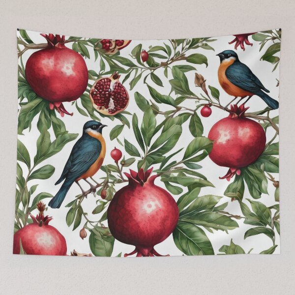 Item preview, Pomegranate plant with little birds designed and sold by Ciervo Primavera.