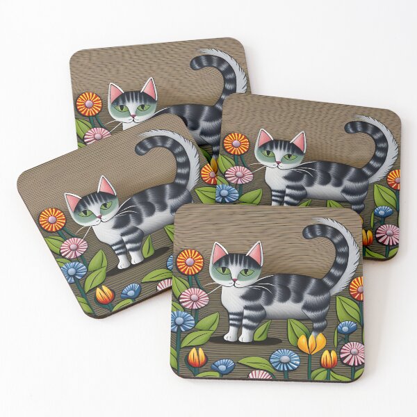 Item preview, Tabby Kitten in Flowers  designed and sold by Reclining Buddha Cat.
