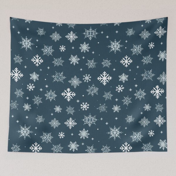 Item preview, Snowflake winter pattern on blue background designed and sold by mliotard.
