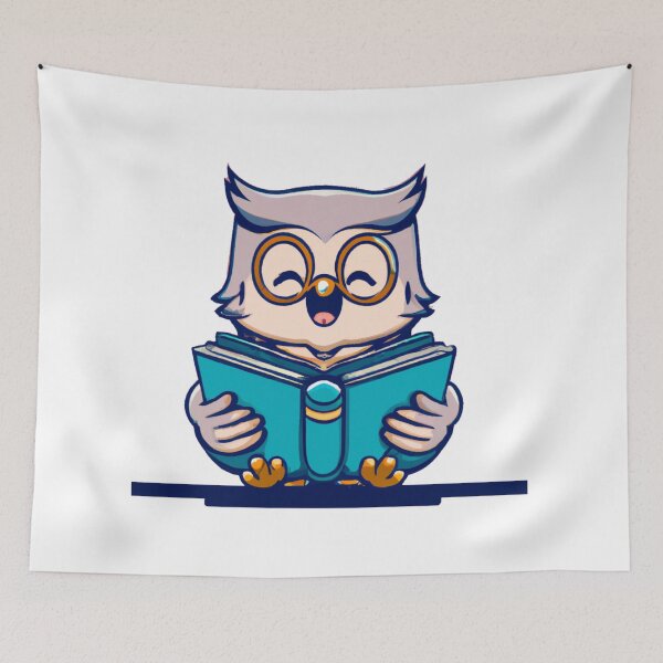 Item preview, Cute Owl Reading - Funny Reading Owl Art Men Women Kids Bookworm Book Lovers  designed and sold by Wiss2Arts.
