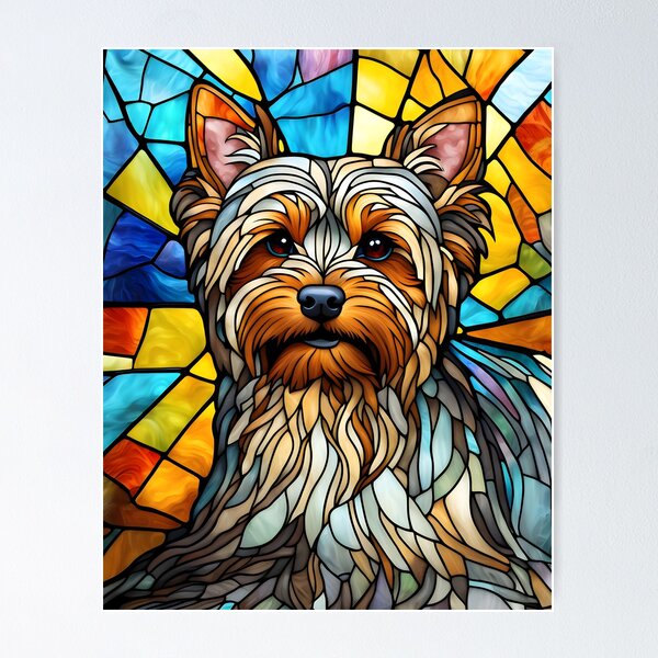 Aperçu de l'œuvre Yorkshire Terrier Vitrail Art Coloré Chien Yorkshire Terrier Chien Amant Cadeau créée et vendue par MotleyPlay.
