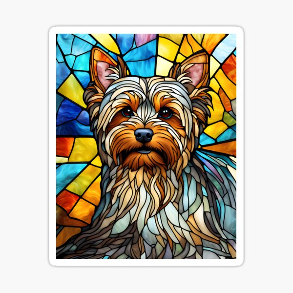 Item preview, Yorkshire Terrier Stained Glass Art Colorful Dog Yorkshire Terrier Dog Lover Gift designed and sold by MotleyPlay.