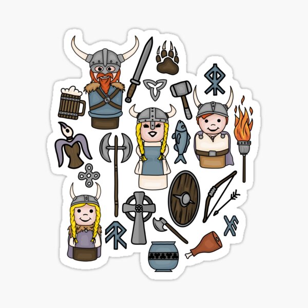 Item preview, Little Round Viking Family and Norse Symbol Pattern designed and sold by Unhinged Heather.