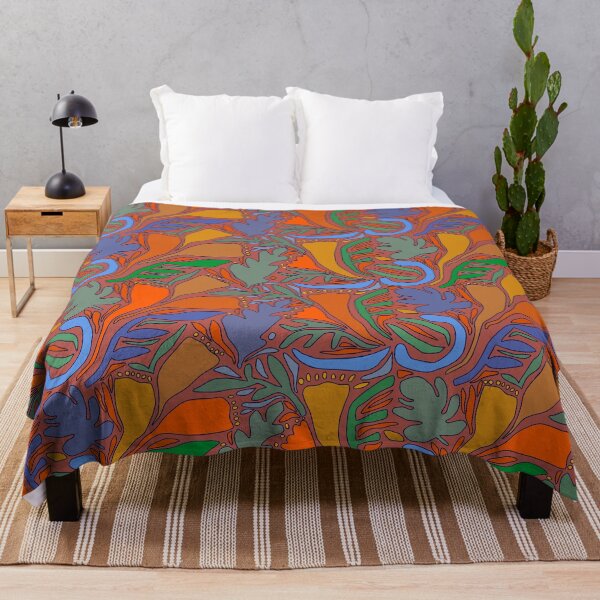 Item preview, Tropical Block Print Flowers - Orange Yellow Blue designed and sold by Esprit-Mystique.