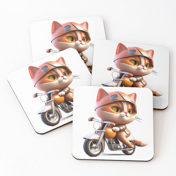Item preview, CUTE CAT riding a motocycle designed and sold by 123JUST4U.