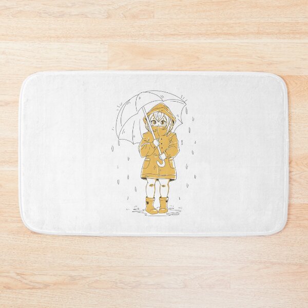 Item preview, Cute anime Girl with wearing a yellow an Umbrella In the Rain Raining designed and sold by DrawHandArt.
