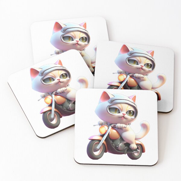 Item preview, CUTE CAT riding a motocycle designed and sold by 123JUST4U.