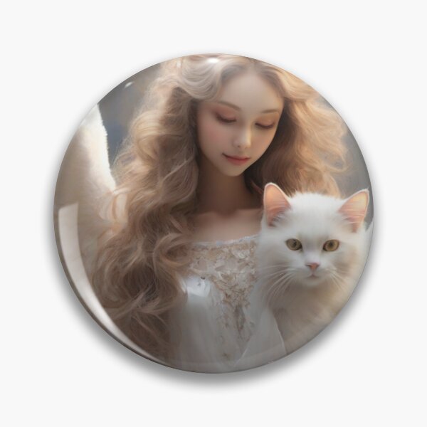Item preview, Beautifull Angel Girl caring two white cats designed and sold by PawPawa.