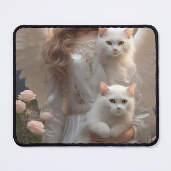 Item preview, Beautifull Angel Girl caring two white cats designed and sold by PawPawa.