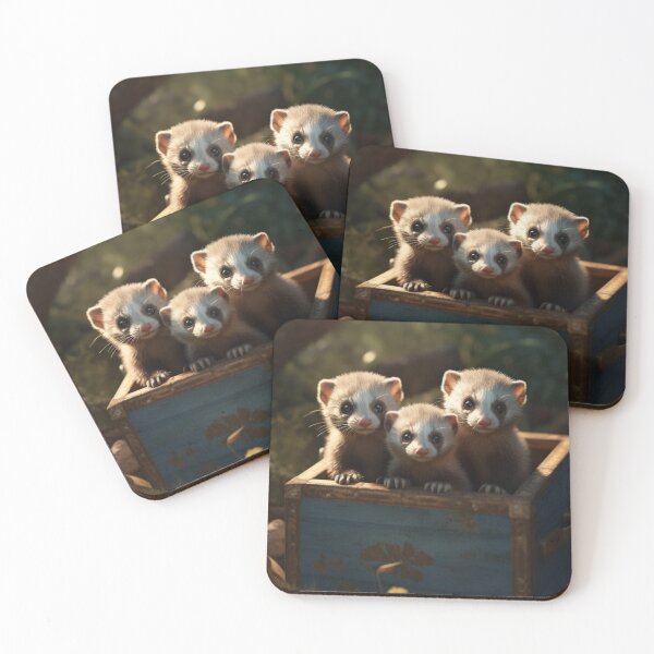 Item preview, Realistic Animals Timid Shy Pet Ferrets Unique Art Cute Furry Critters A895 designed and sold by MPCFICTION.
