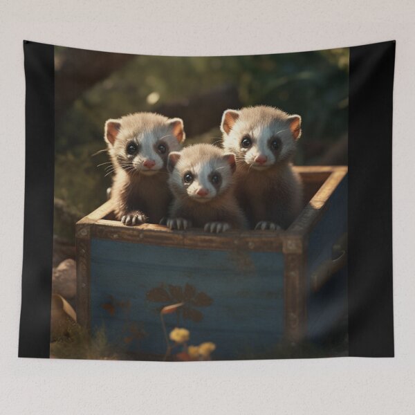 Item preview, Realistic Animals Timid Shy Pet Ferrets Unique Art Cute Furry Critters A895 designed and sold by MPCFICTION.