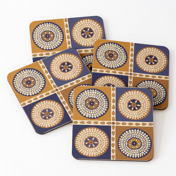 Item preview, African Tribal Sunflowers - Rust Navy Tan designed and sold by Esprit-Mystique.