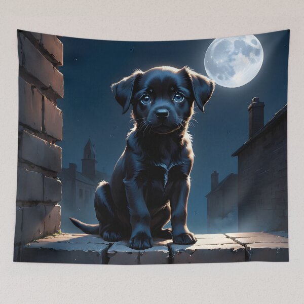 Item preview, Black dog under the moonlight designed and sold by Metaverse8.