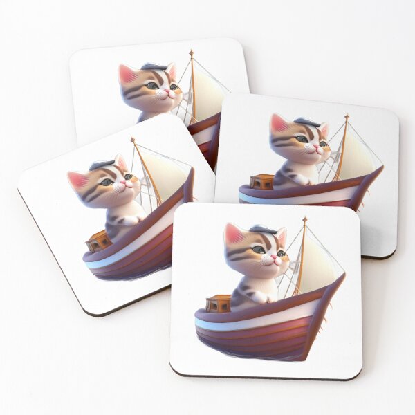 Item preview, CUTE CAT sailing a boat designed and sold by 123JUST4U.
