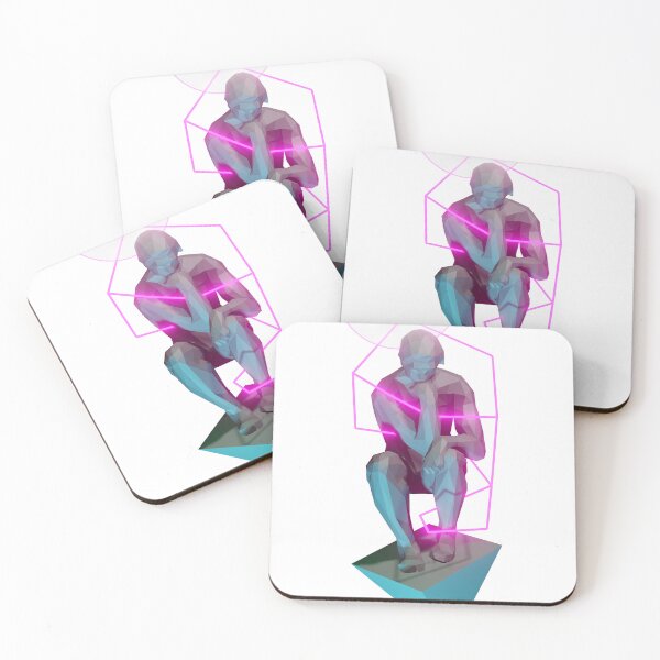 Item preview, Neon lowpoly the thinker retro style (version 2) designed and sold by DeepSelfArts.