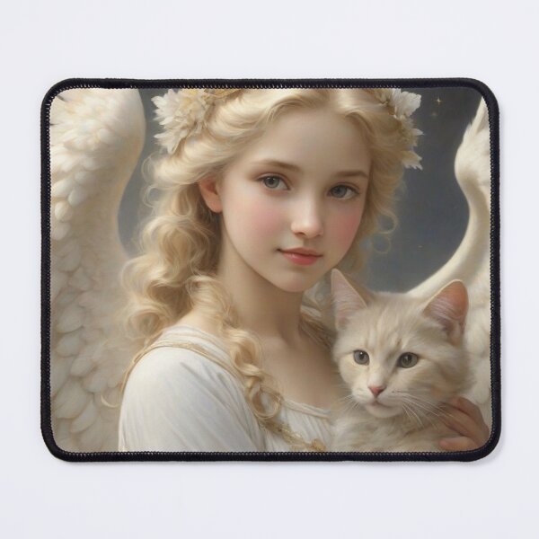 Item preview, Beautifull angel lady hugging her cat designed and sold by PawPawa.