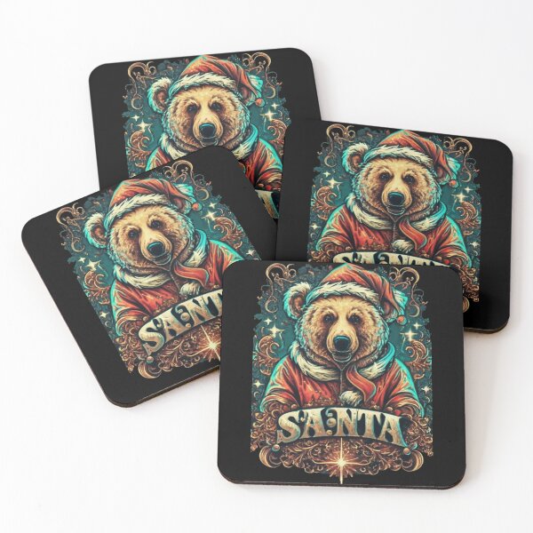 Item preview, A bear dressed as Santa,glitter style sparkle Shine, typography, anime designed and sold by pugshowsfashion.